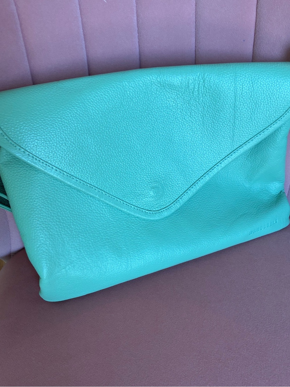 The Wanderers Travel Co, Mint Green Leather Envelope Crossbody Bag